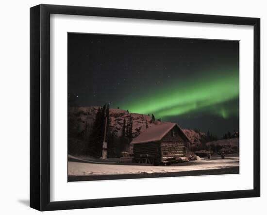 Aurora Borealis Over a Cabin, Northwest Territories, Canada-Stocktrek Images-Framed Photographic Print