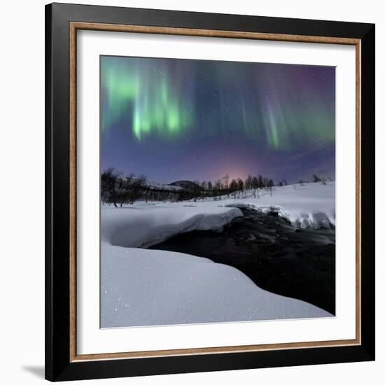 Aurora Borealis over Blafjellelva River in Troms County-Stocktrek Images-Framed Photographic Print