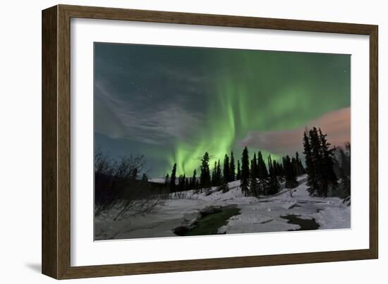 Aurora Borealis over Creek, Yukon, Canada-null-Framed Photographic Print