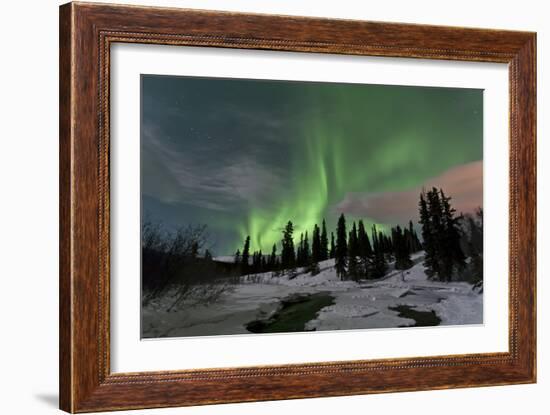 Aurora Borealis over Creek, Yukon, Canada-null-Framed Photographic Print