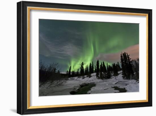 Aurora Borealis over Creek, Yukon, Canada-null-Framed Photographic Print