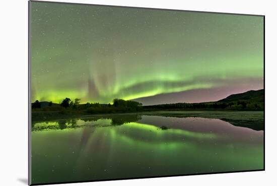 Aurora Borealis over Fish Lake, Whitehorse, Yukon, Canada-null-Mounted Photographic Print