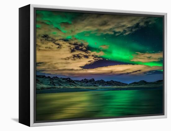 Aurora Borealis over Lake Kleifarvatn, Iceland-Arctic-Images-Framed Premier Image Canvas