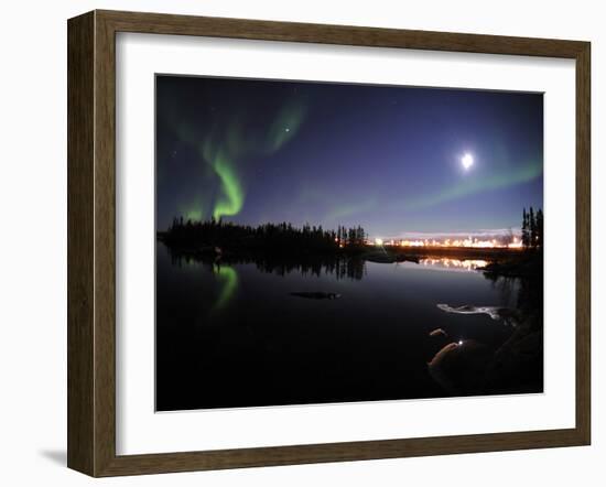 Aurora Borealis Over Long Lake, Northwest Territories, Canada-Stocktrek Images-Framed Photographic Print