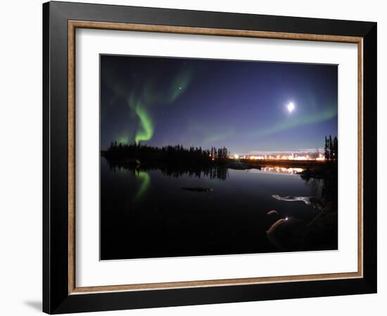 Aurora Borealis Over Long Lake, Northwest Territories, Canada-Stocktrek Images-Framed Photographic Print