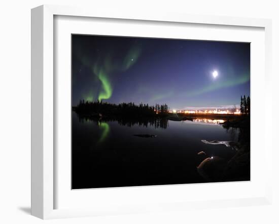 Aurora Borealis Over Long Lake, Northwest Territories, Canada-Stocktrek Images-Framed Photographic Print