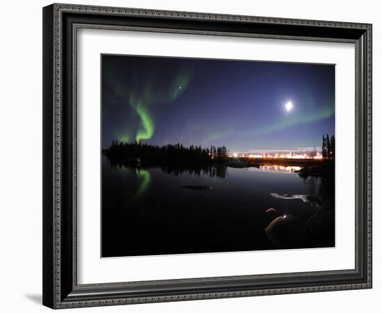 Aurora Borealis Over Long Lake, Northwest Territories, Canada-Stocktrek Images-Framed Photographic Print