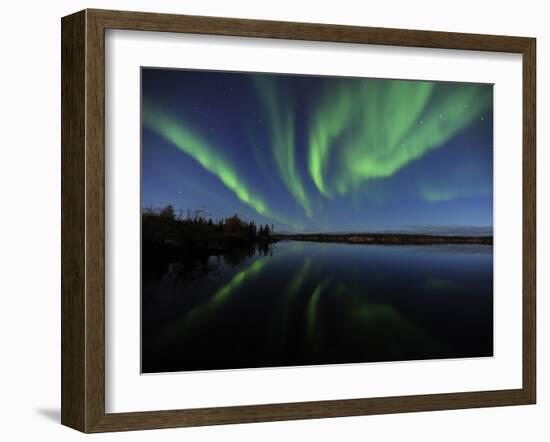 Aurora Borealis Over Long Lake, Northwest Territories, Canada-Stocktrek Images-Framed Photographic Print