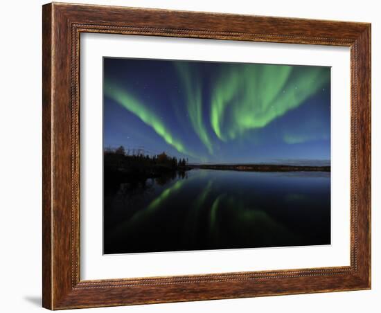 Aurora Borealis Over Long Lake, Northwest Territories, Canada-Stocktrek Images-Framed Photographic Print