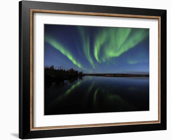 Aurora Borealis Over Long Lake, Northwest Territories, Canada-Stocktrek Images-Framed Photographic Print