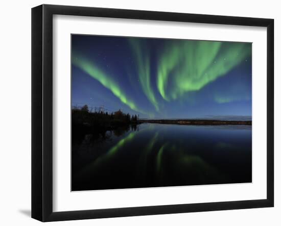 Aurora Borealis Over Long Lake, Northwest Territories, Canada-Stocktrek Images-Framed Photographic Print