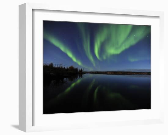 Aurora Borealis Over Long Lake, Northwest Territories, Canada-Stocktrek Images-Framed Photographic Print
