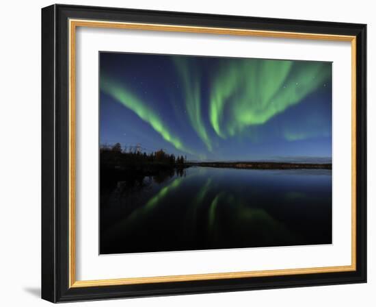 Aurora Borealis Over Long Lake, Northwest Territories, Canada-Stocktrek Images-Framed Photographic Print