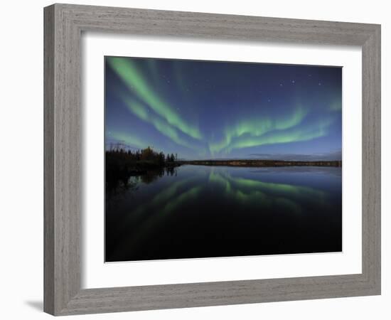 Aurora Borealis Over Long Lake, Northwest Territories, Canada-Stocktrek Images-Framed Photographic Print