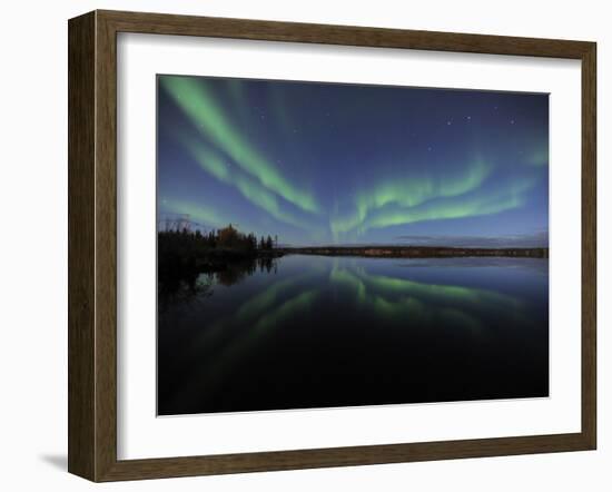 Aurora Borealis Over Long Lake, Northwest Territories, Canada-Stocktrek Images-Framed Photographic Print