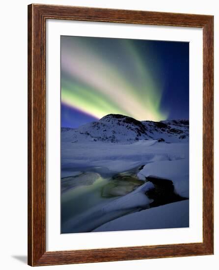 Aurora Borealis over Mikkelfjellet Mountain in Troms County, Norway-Stocktrek Images-Framed Photographic Print