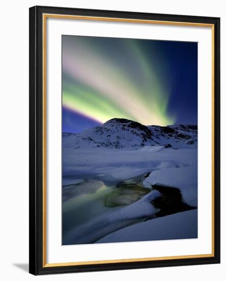 Aurora Borealis over Mikkelfjellet Mountain in Troms County, Norway-Stocktrek Images-Framed Photographic Print