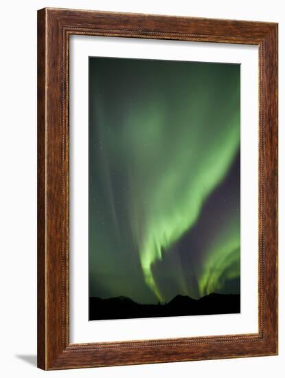 Aurora Borealis over Mountain, Fish Lake, Yukon, Canada-null-Framed Photographic Print