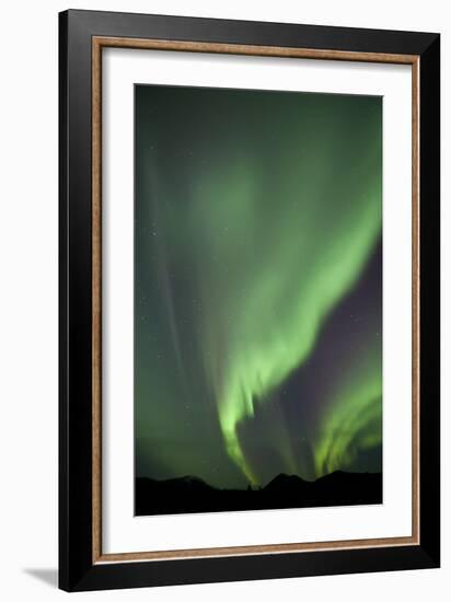 Aurora Borealis over Mountain, Fish Lake, Yukon, Canada-null-Framed Photographic Print