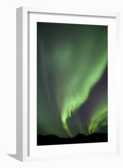 Aurora Borealis over Mountain, Fish Lake, Yukon, Canada-null-Framed Photographic Print