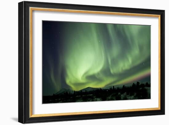 Aurora Borealis over Mountain, Yukon, Canada-null-Framed Photographic Print