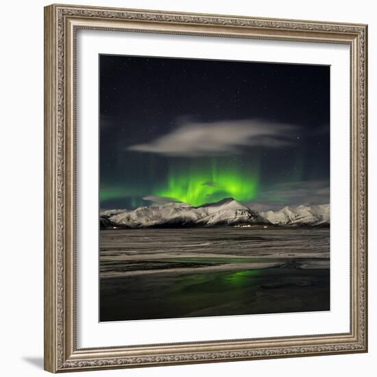 Aurora Borealis over Mt Hoffell, Hoffellsjokul Glacier, Iceland-Arctic-Images-Framed Photographic Print