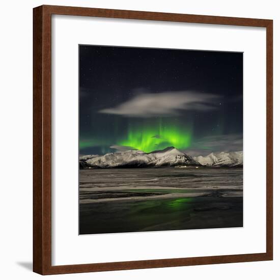 Aurora Borealis over Mt Hoffell, Hoffellsjokul Glacier, Iceland-Arctic-Images-Framed Photographic Print