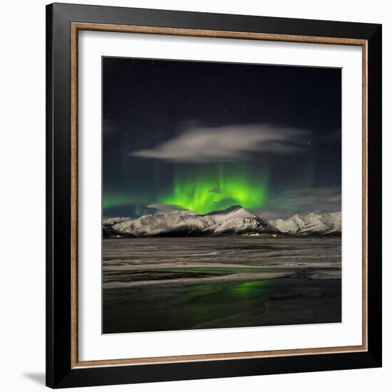 Aurora Borealis over Mt Hoffell, Hoffellsjokul Glacier, Iceland-Arctic-Images-Framed Photographic Print