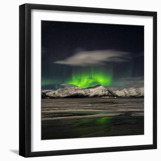 Aurora Borealis over Mt Hoffell, Hoffellsjokul Glacier, Iceland-Arctic-Images-Framed Photographic Print