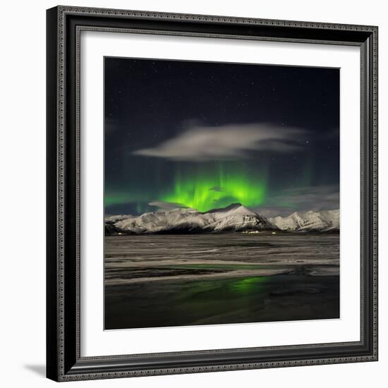 Aurora Borealis over Mt Hoffell, Hoffellsjokul Glacier, Iceland-Arctic-Images-Framed Photographic Print