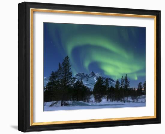 Aurora Borealis Over Nova Mountain Wilderness, Troms, Norway-Stocktrek Images-Framed Photographic Print