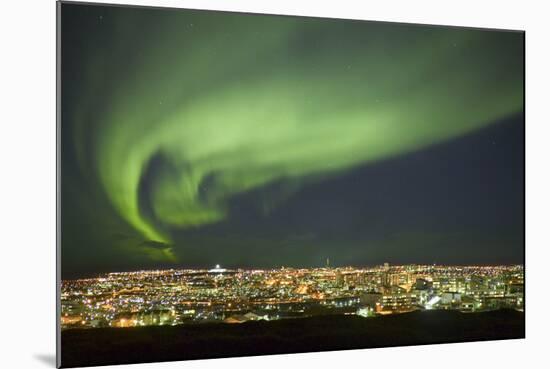 Aurora Borealis over Reykjavik-Arctic-Images-Mounted Photographic Print