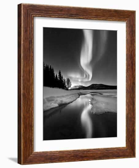 Aurora Borealis Over Sandvannet Lake in Troms County, Norway-Stocktrek Images-Framed Premium Photographic Print