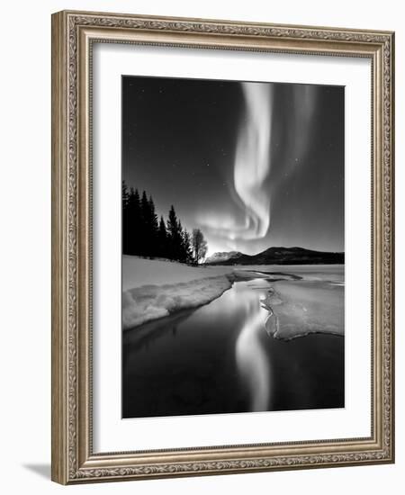 Aurora Borealis Over Sandvannet Lake in Troms County, Norway-Stocktrek Images-Framed Photographic Print