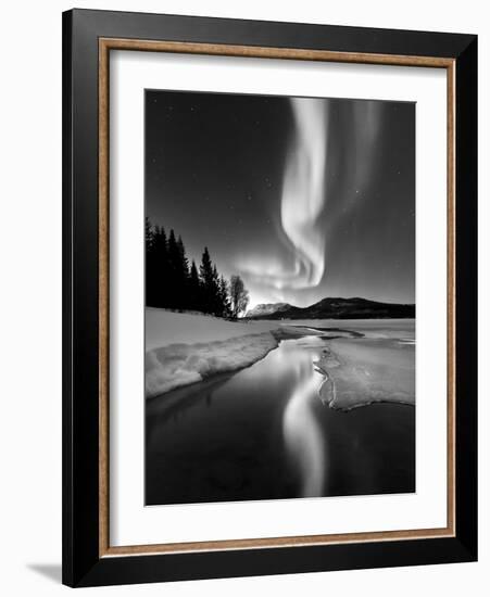 Aurora Borealis Over Sandvannet Lake in Troms County, Norway-Stocktrek Images-Framed Photographic Print