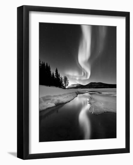 Aurora Borealis Over Sandvannet Lake in Troms County, Norway-Stocktrek Images-Framed Photographic Print