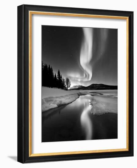 Aurora Borealis Over Sandvannet Lake in Troms County, Norway-Stocktrek Images-Framed Photographic Print