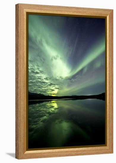 Aurora Borealis over Schwatka Lake, Yukon, Canada-null-Framed Premier Image Canvas