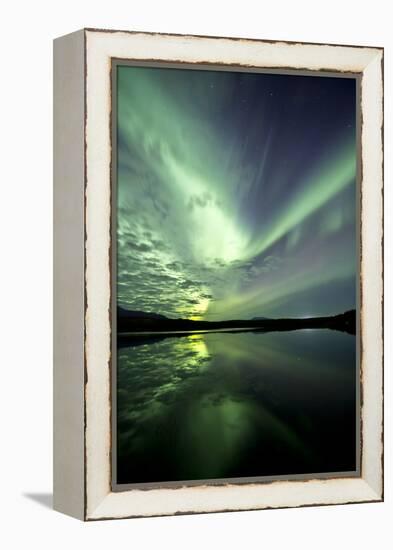 Aurora Borealis over Schwatka Lake, Yukon, Canada-null-Framed Premier Image Canvas