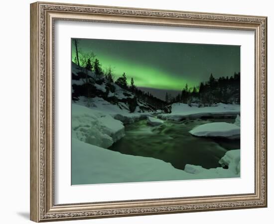 Aurora Borealis Over Tennevik River, Troms, Norway-Stocktrek Images-Framed Photographic Print