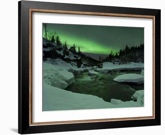 Aurora Borealis Over Tennevik River, Troms, Norway-Stocktrek Images-Framed Photographic Print