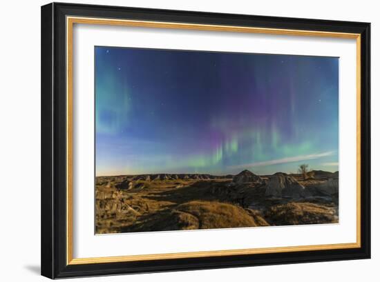 Aurora Borealis over the Badlands of Dinosaur Provincial Park, Canada-null-Framed Photographic Print