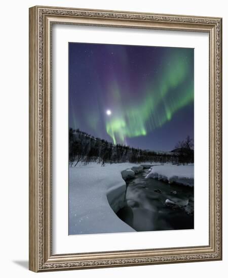 Aurora Borealis Over the Blafjellelva River in Troms County, Norway-Stocktrek Images-Framed Photographic Print