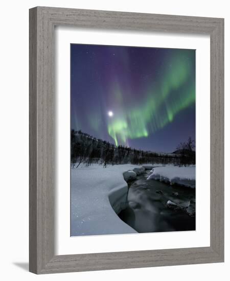 Aurora Borealis Over the Blafjellelva River in Troms County, Norway-Stocktrek Images-Framed Photographic Print