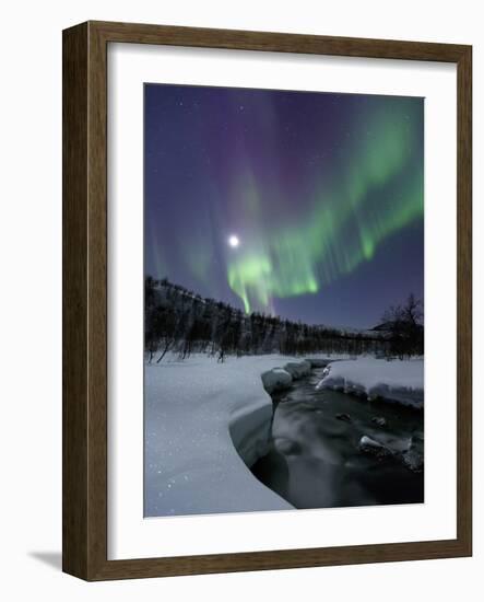 Aurora Borealis Over the Blafjellelva River in Troms County, Norway-Stocktrek Images-Framed Photographic Print