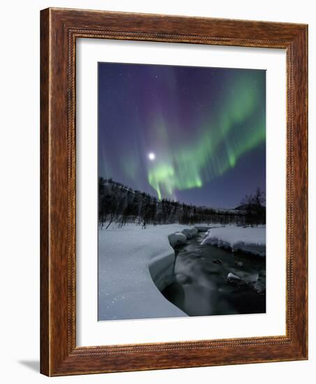 Aurora Borealis Over the Blafjellelva River in Troms County, Norway-Stocktrek Images-Framed Photographic Print