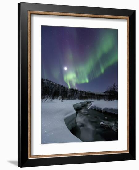Aurora Borealis Over the Blafjellelva River in Troms County, Norway-Stocktrek Images-Framed Photographic Print