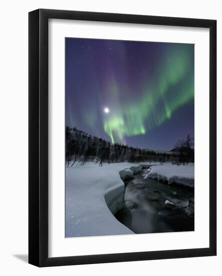 Aurora Borealis Over the Blafjellelva River in Troms County, Norway-Stocktrek Images-Framed Photographic Print