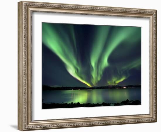 Aurora Borealis over Tjeldsundet in Troms County, Norway-Stocktrek Images-Framed Photographic Print