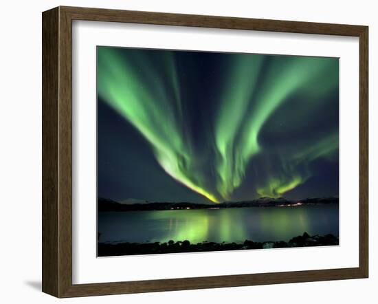 Aurora Borealis over Tjeldsundet in Troms County, Norway-Stocktrek Images-Framed Photographic Print